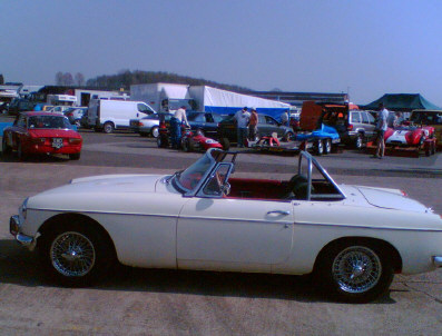 MGB in the paddocks at Donington